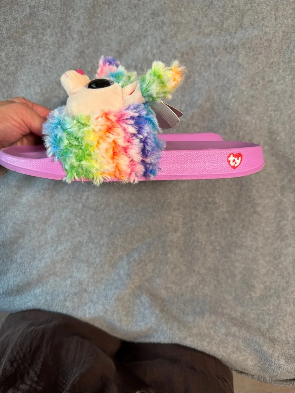Ty Kids Rainbow Plush Llama Slide Sandals - Purple